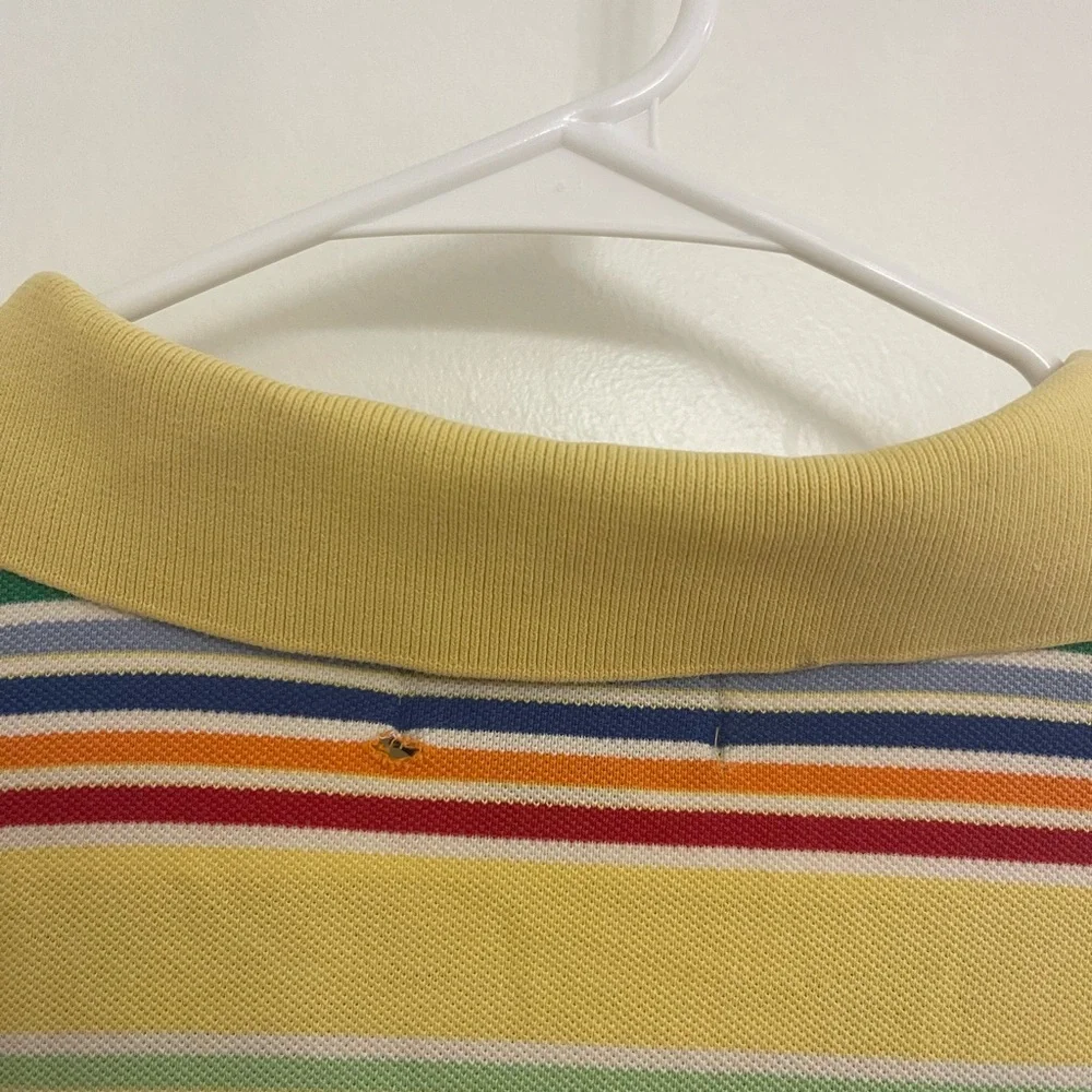 Vintage Yellow Striped Polo Shirt Preppy Spring‎ 90s Easter Shirt